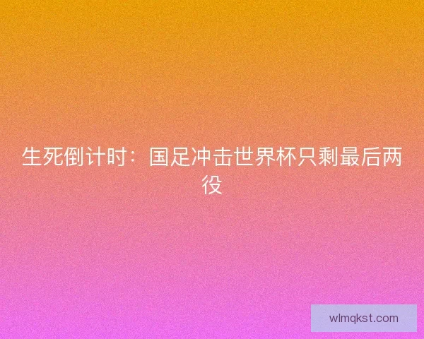 生死倒计时：国足冲击世界杯只剩最后两役