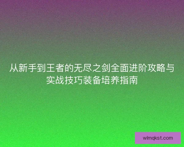从新手到王者的无尽之剑全面进阶攻略与实战技巧装备培养指南