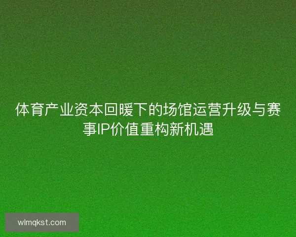 体育产业资本回暖下的场馆运营升级与赛事IP价值重构新机遇